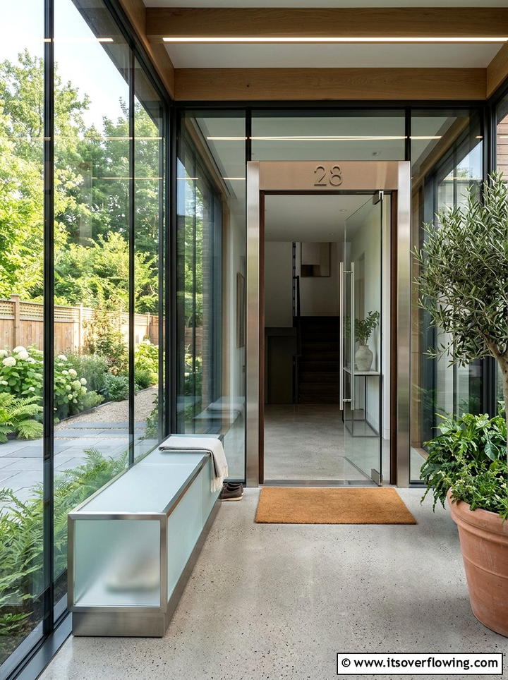 Modern Glass Porch - 25 front porch ideas with package drop zone