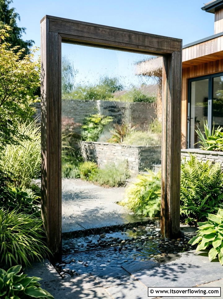 Modern Glass Waterfall - 25 garden ideas with waterfall