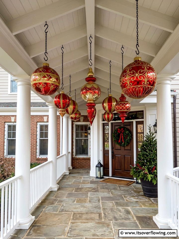Modern Hanging Ornament Layout - 25 front porch ideas with christmas decor