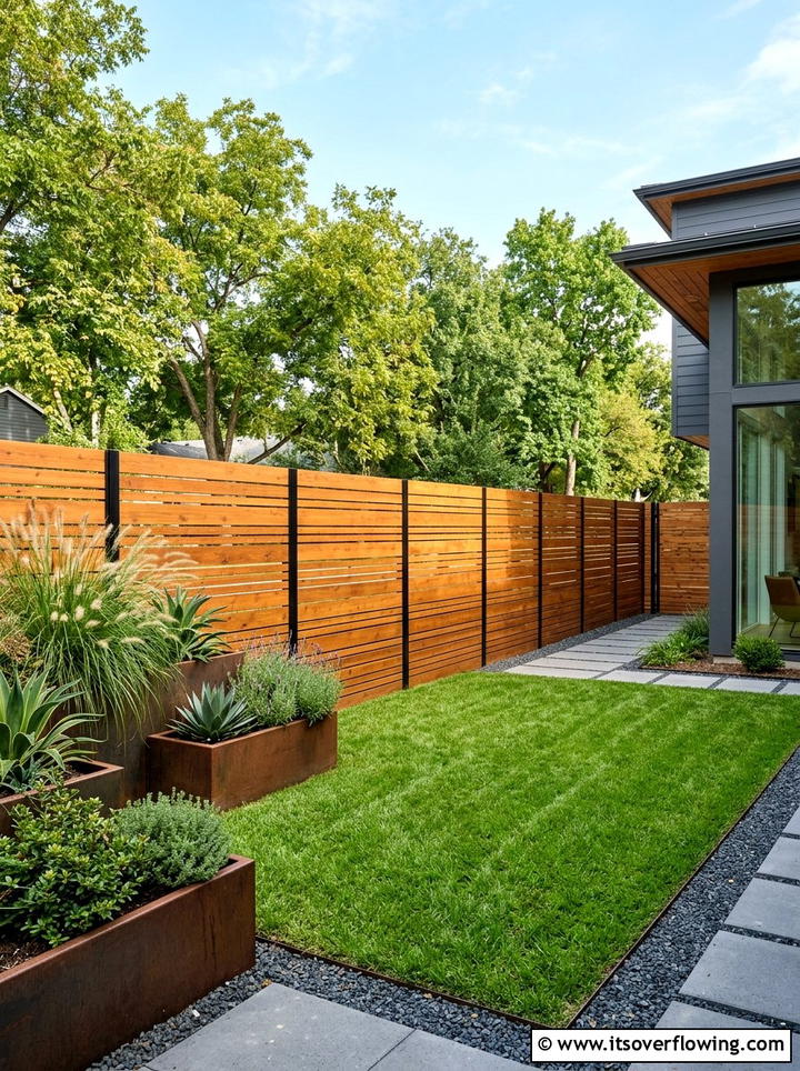 Modern Horizontal Slat Fence - 25 garden decor ideas with fence decorations
