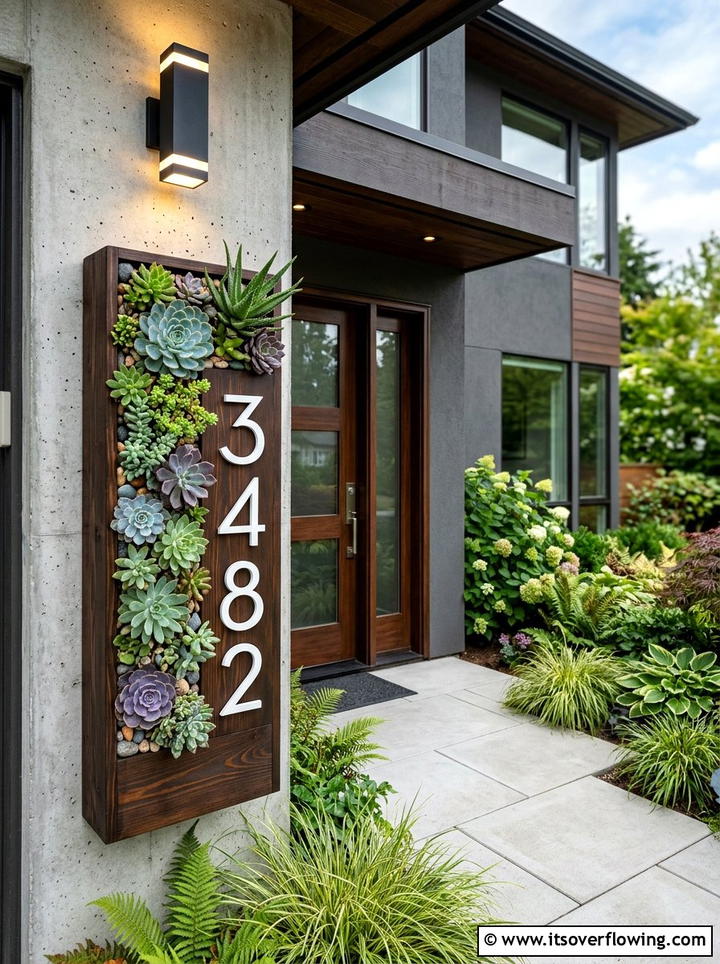 Modern House Number Planter - 25 creative garden ideas with high impact curb appeal