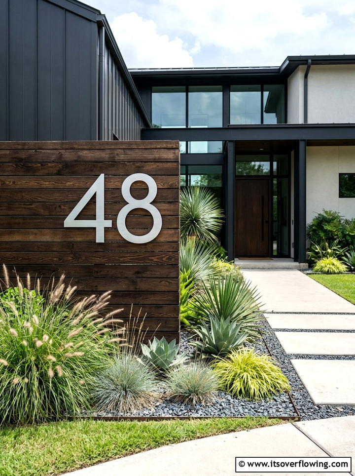 Modern House Number - 25 garden decor ideas for front yards