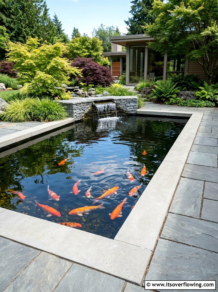 Modern Koi Pond - 25 backyard decorating ideas with zen retreat vibe