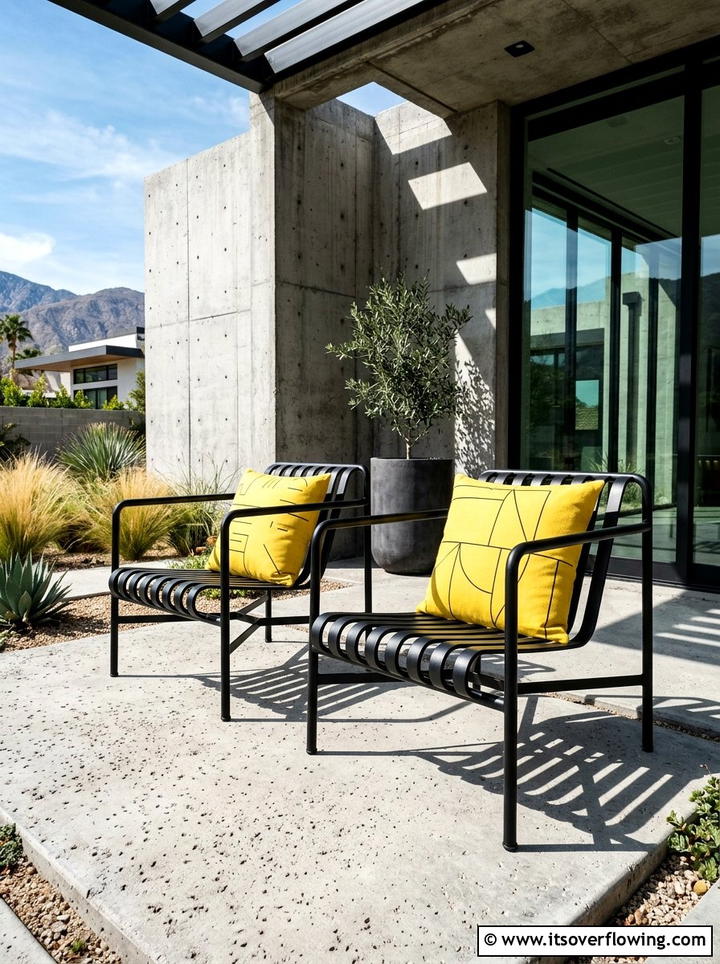 Modern Metal Chair - 25 backyard decorating ideas with pillows