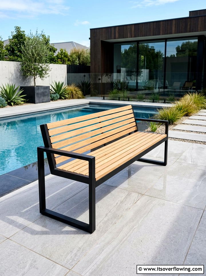 Modern Metal Frame Garden Bench - 25 garden ideas with bench seating
