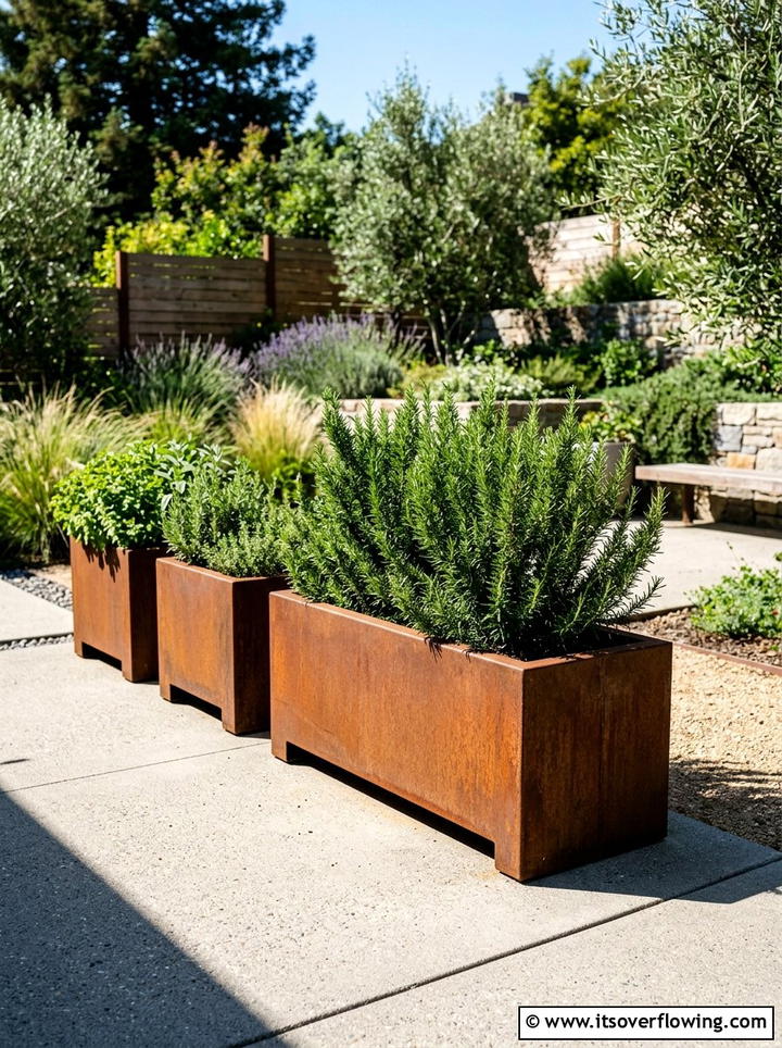 Modern Metal Herb Planters - 25 garden decor ideas with herb displays