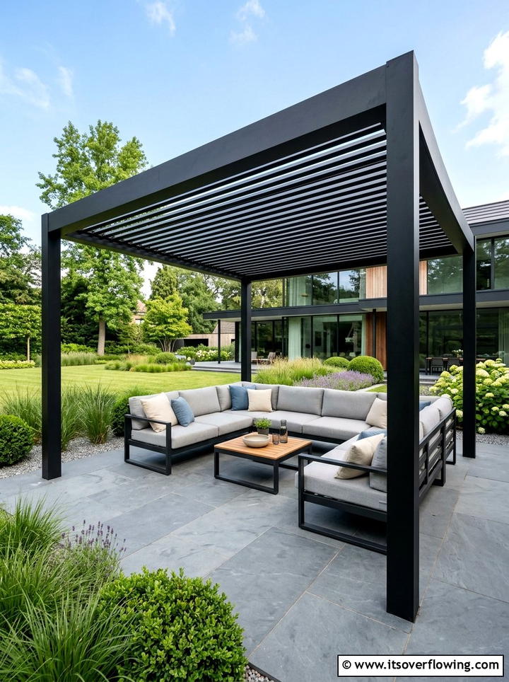 Modern Metal Pergola - 25 garden decor ideas for large gardens