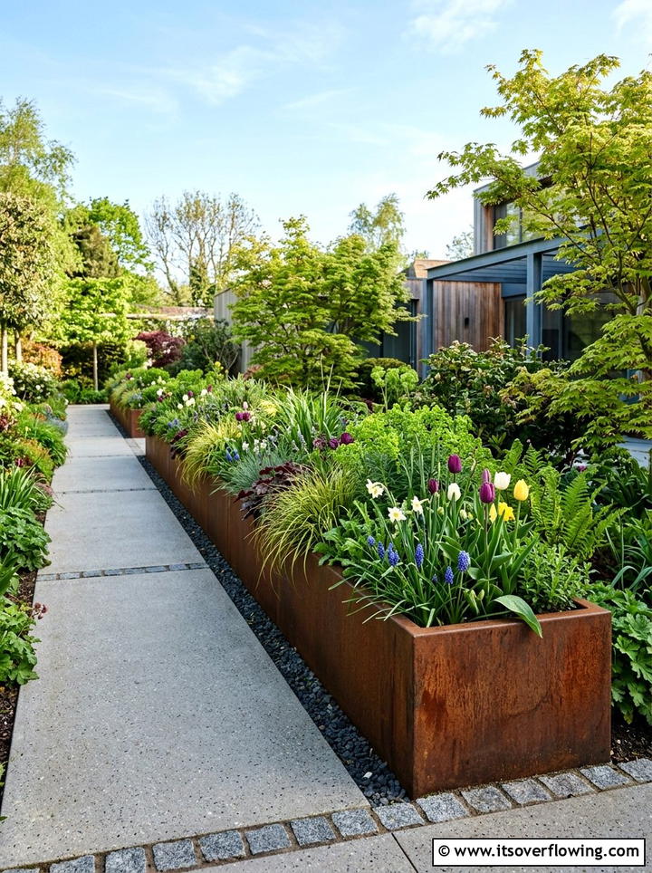 Modern Metal Planter - 25 creative garden ideas with salad gardens