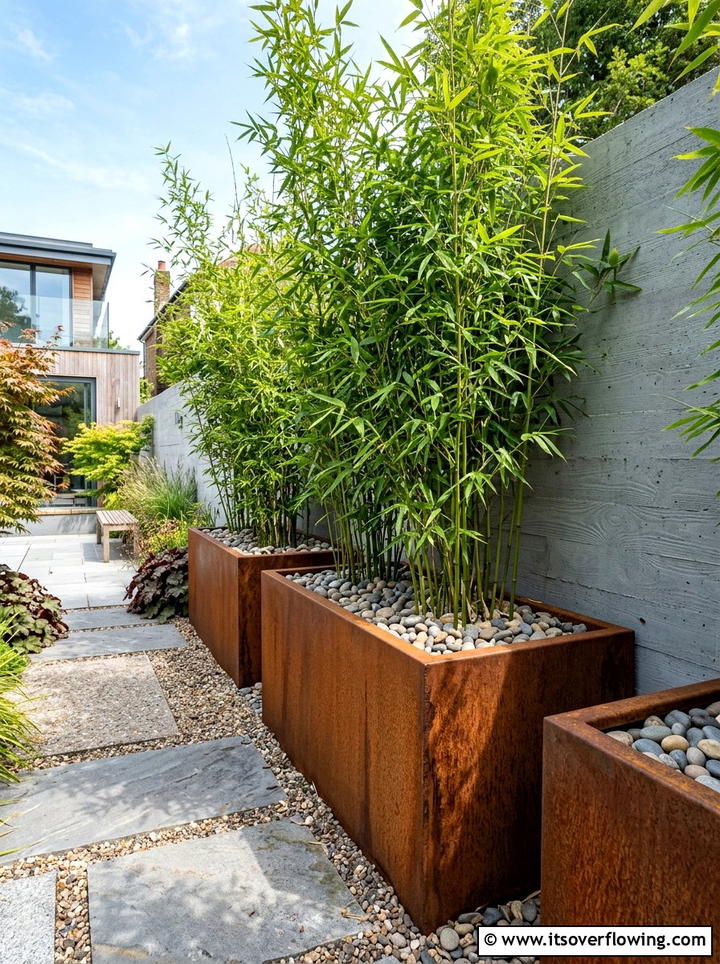 Modern Metal Planters - 25 backyard decorating ideas with planters