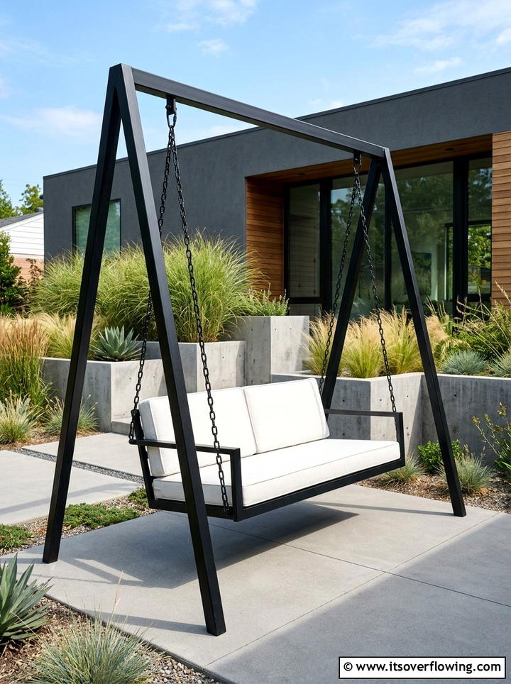 Modern Metal Porch Swing - 25 garden decor ideas with porch swings