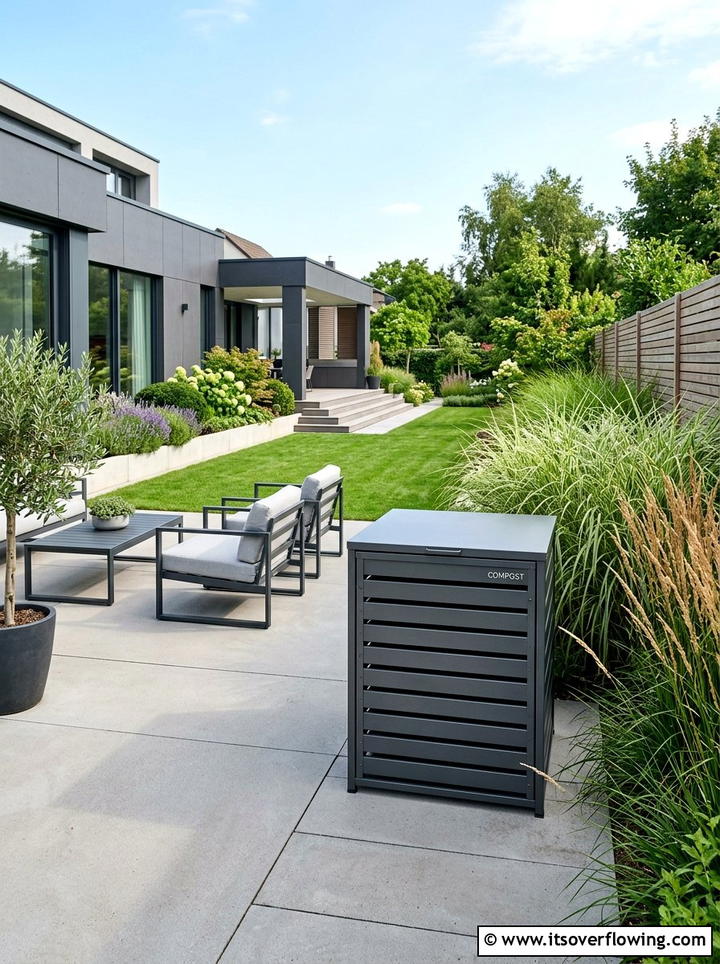 Modern Metal Slat Bin - 25 garden ideas with compost bins