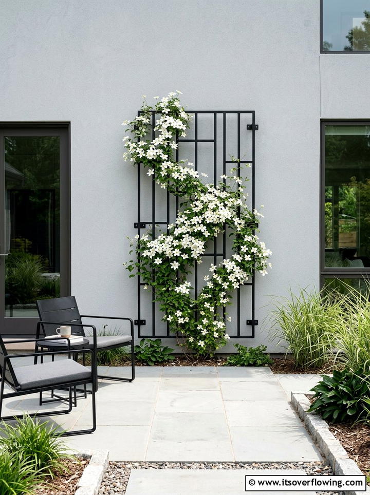 Modern Metal Trellis - 25 backyard ideas with vertical garden