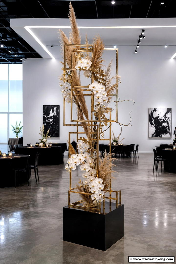Modern Metallic Sculpture Centerpiece - 30 Tall Wedding Centerpiece Ideas for Elegant Table Displays