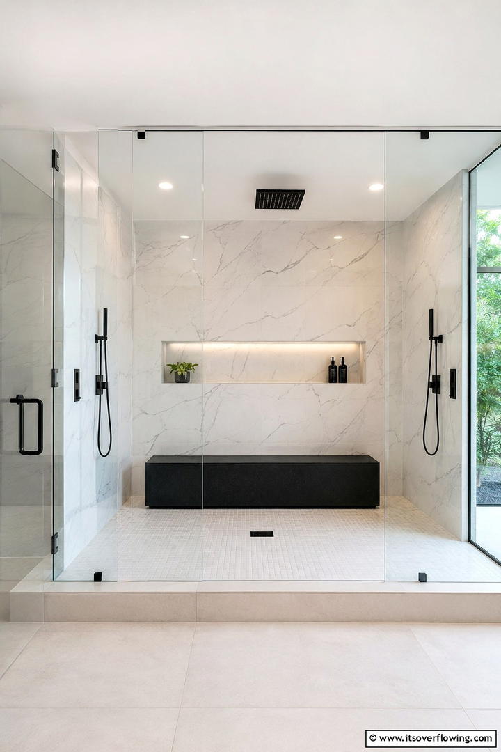 Modern Minimalist Bench - 30 Shower Bench Ideas for Functional Bathroom Designs