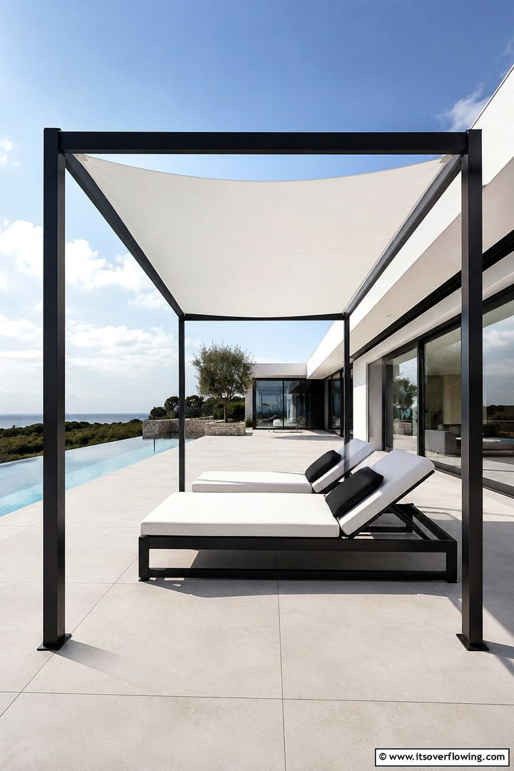 Modern Minimalist Canopy for Sleek Style - 30 Pool Shade Ideas for a Cool and Relaxing Oasis