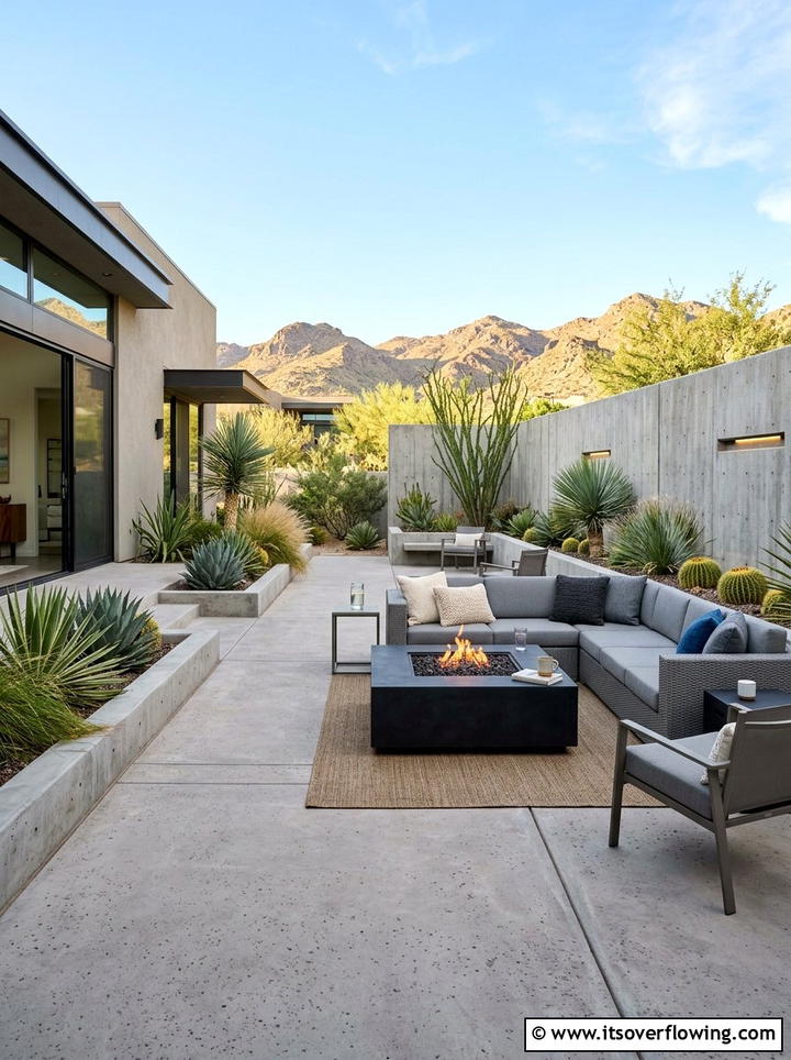 Modern Minimalist Concrete Patio - 25 backyard ideas with lounge area