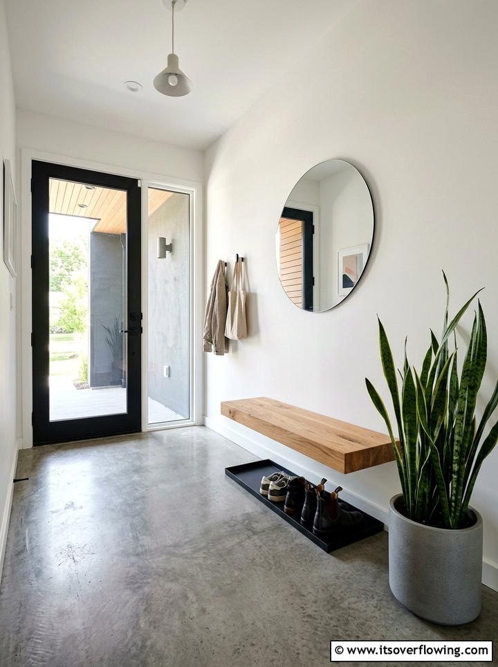 Modern Minimalist Entryway - 25 front porch ideas with boot tray