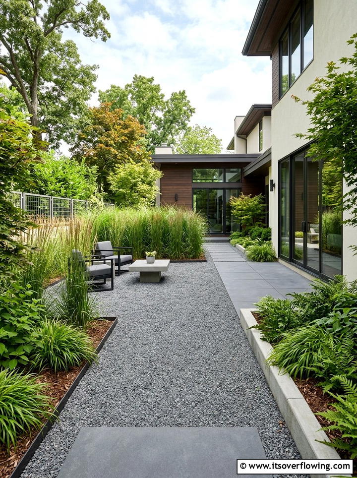 Modern Minimalist Gravel Courtyard - 25 cheap garden ideas with gravel