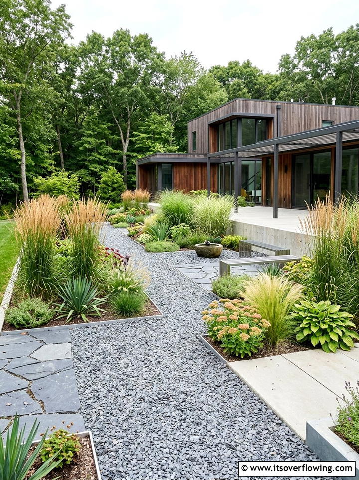 Modern Minimalist Gravel Garden - 25 creative garden ideas with high impact curb appeal