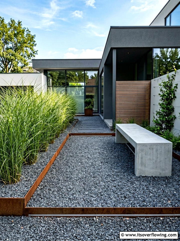 Modern Minimalist Gravel - 25 small garden ideas with gravel