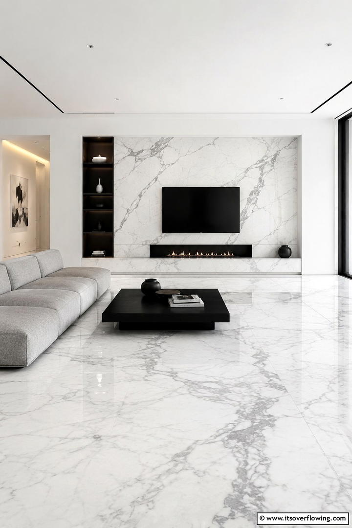 Modern Minimalist Marble - 25 Elegant Marble Fireplace Ideas for a Luxurious Look