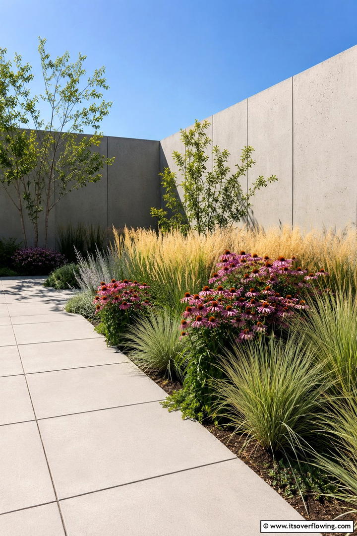Modern Minimalist Meadow - 30 Perennial Flower Bed Ideas for Year-Round Blooms