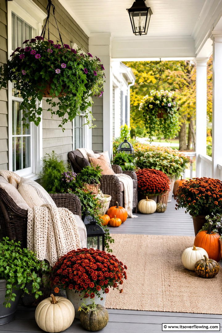 Modern Minimalist Neutral Porch - 50 Fall Porch Decor Ideas for Welcoming Outdoor Spaces