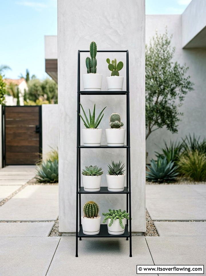 Modern Minimalist Plant Ladder - 25 garden decor ideas with ladder plant stands