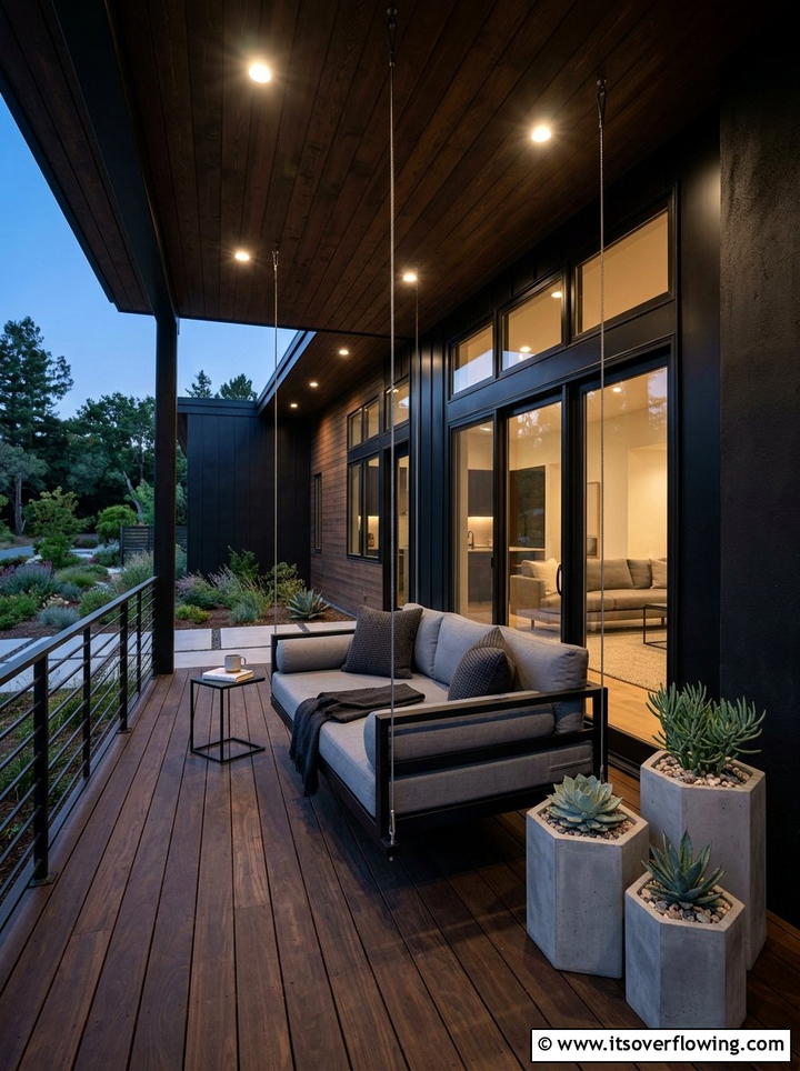 Modern Minimalist Porch - 25 front porch ideas with porch bed swing