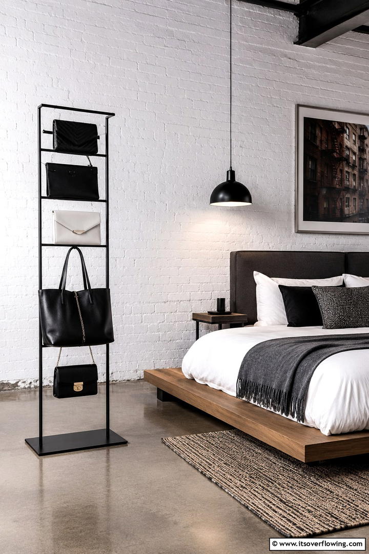 Modern Minimalist Purse Stand - 30 Practical Purse Storage Ideas to Organize Handbags