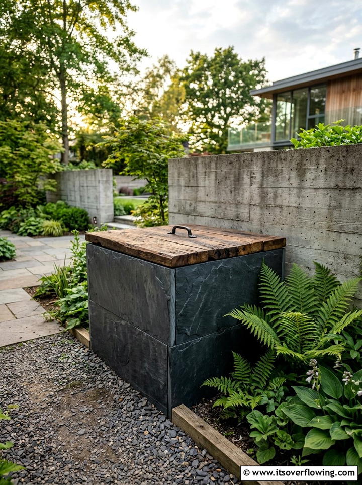 Modern Minimalist Slate Compost Box - 25 creative garden ideas with composting stations