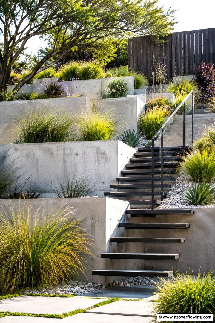 Modern Minimalist Slope Garden - 30 Sloped Garden Ideas to Transform Challenging Yards