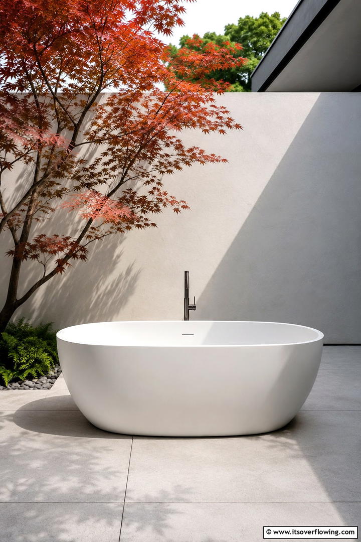 Modern Minimalist Soaker - 30 Serene Outdoor Bathtub Ideas for a Backyard Oasis