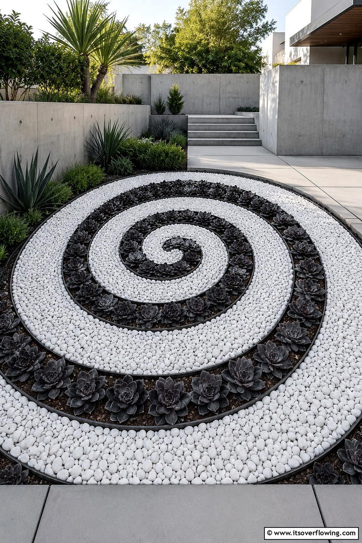 Modern Minimalist Spiral Garden - 30 Spiral Garden Design Ideas for Unique Outdoor Layouts