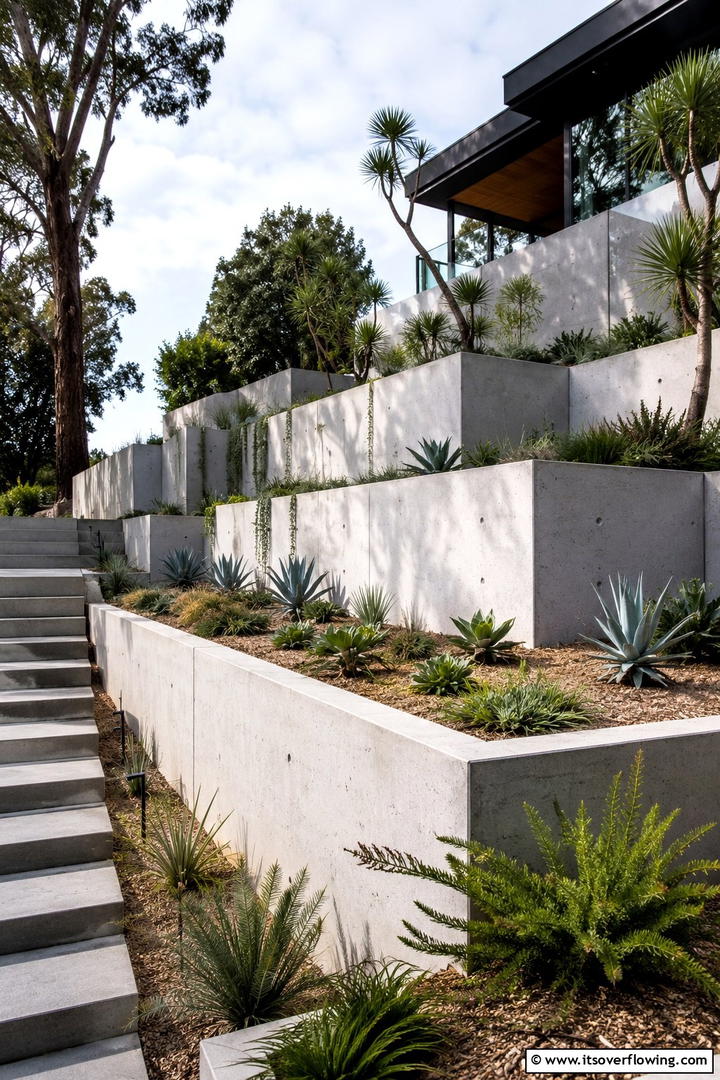 Modern Minimalist Terracing - 30 Tiered Garden Ideas for Sloped Yards and Visual Interest