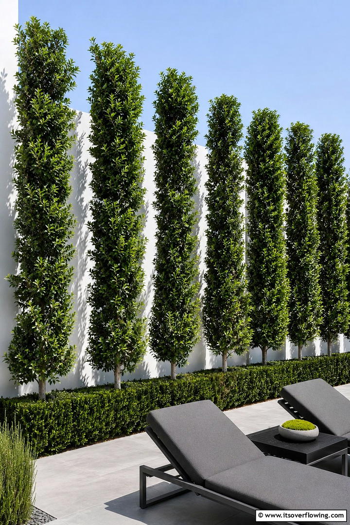Modern Minimalist Tree Line - 30 Tree Landscaping Ideas for Shade, Privacy, and Curb Appeal