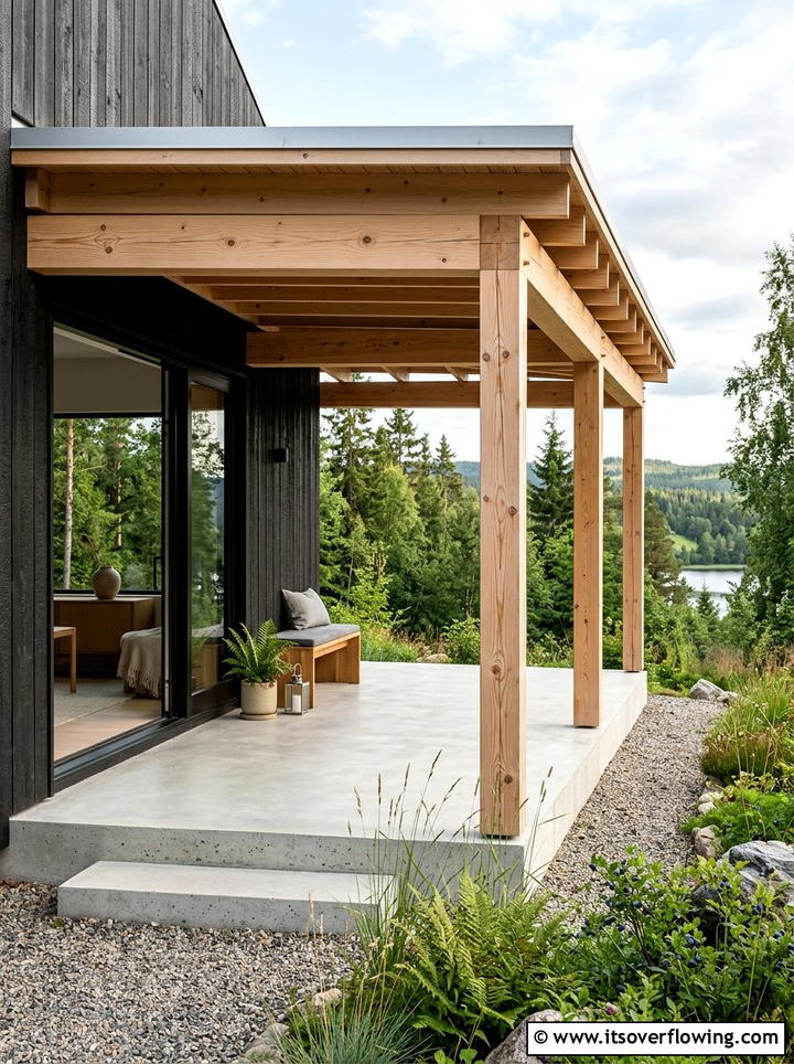 Modern Minimalist Wood Post Porch - 25 front porch ideas with columns