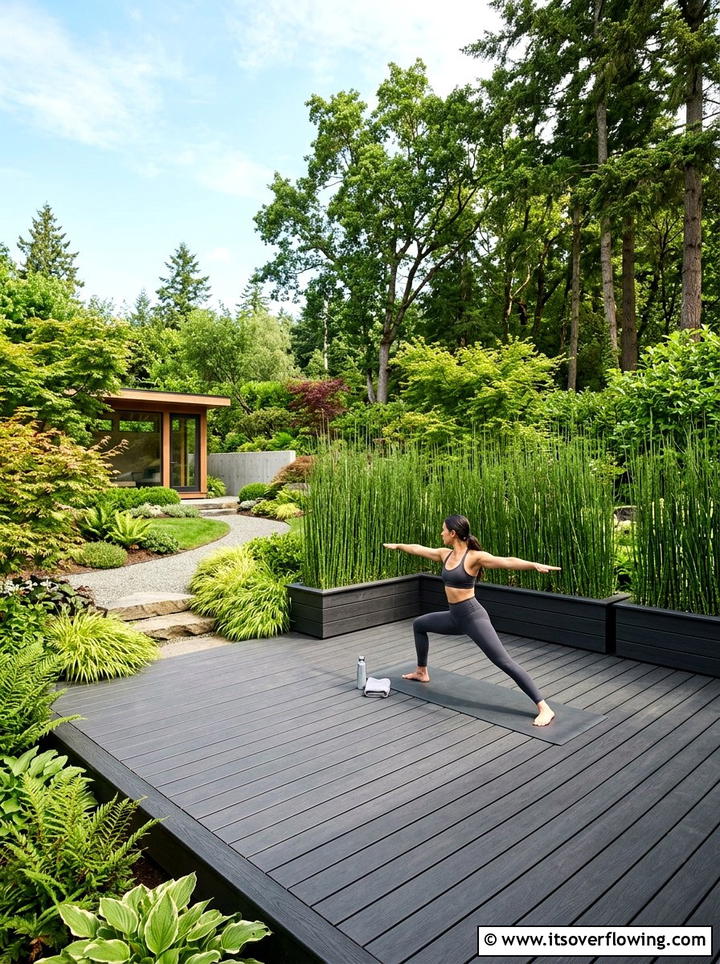 Modern Minimalist Yoga Deck - 25 creative garden ideas with yoga decks