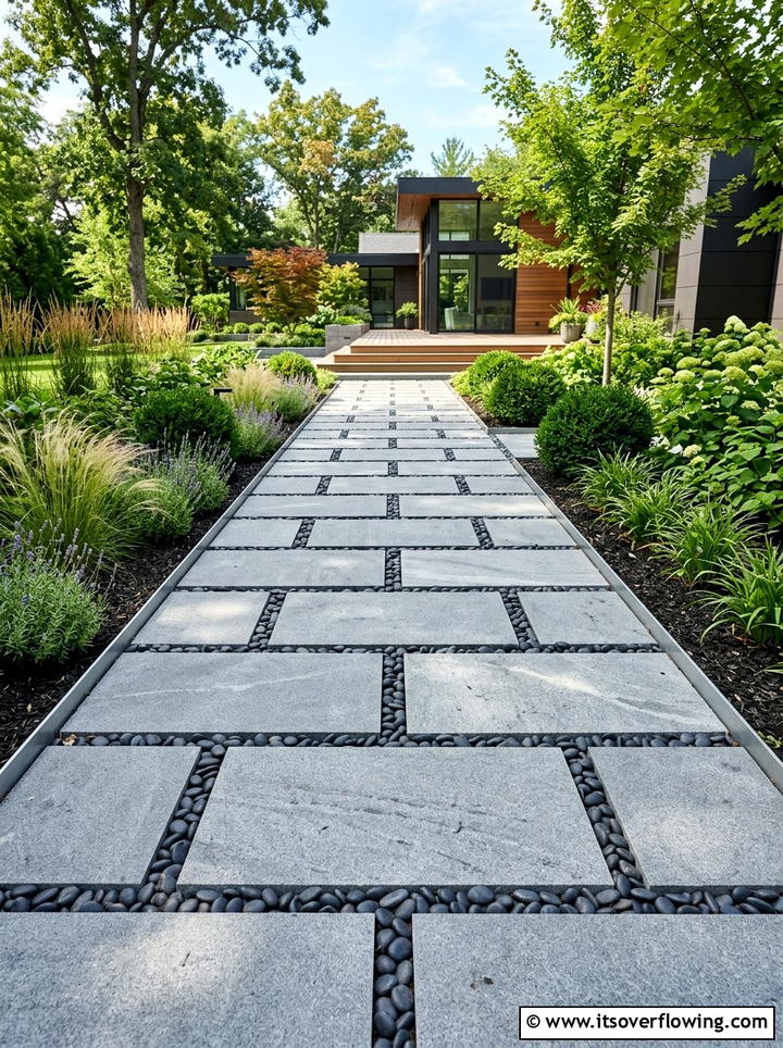 Modern Paver Walkway - 25 creative garden ideas for narrow spaces