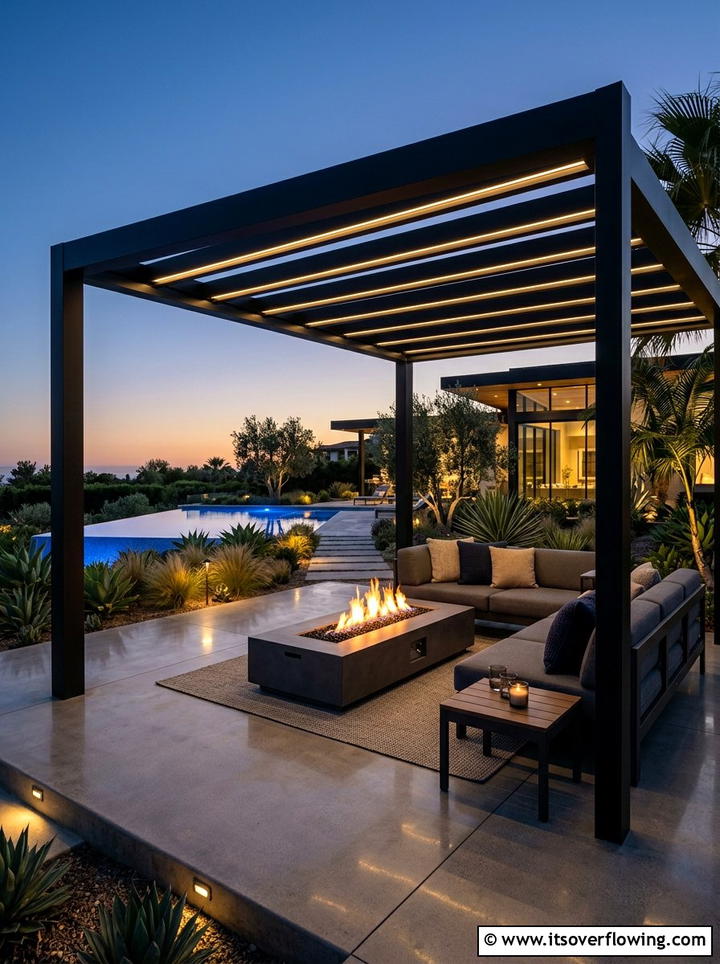 Modern Pergola Fire Pit - 25 backyard ideas with pergola and fire pit