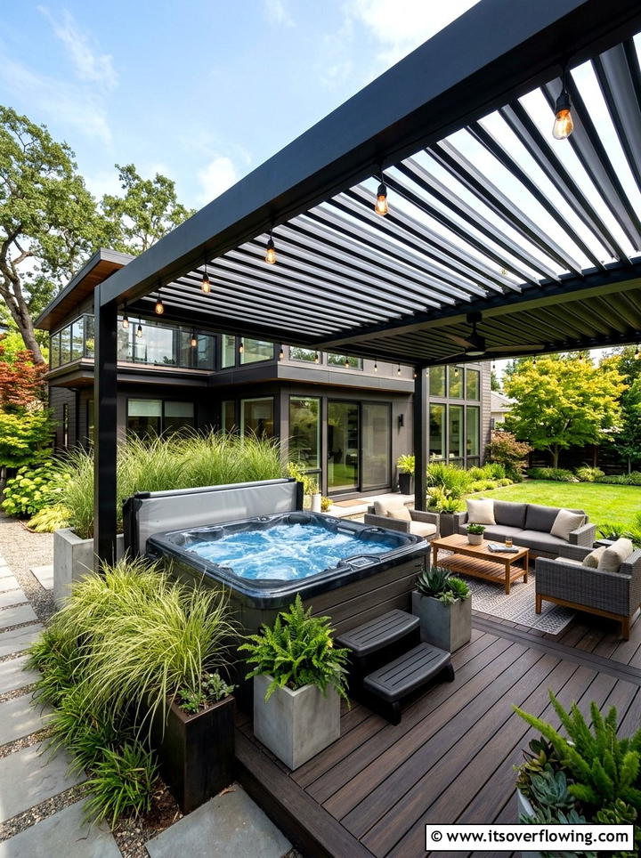 Modern Pergola With Hot Tub - 25 backyard ideas with hot tub