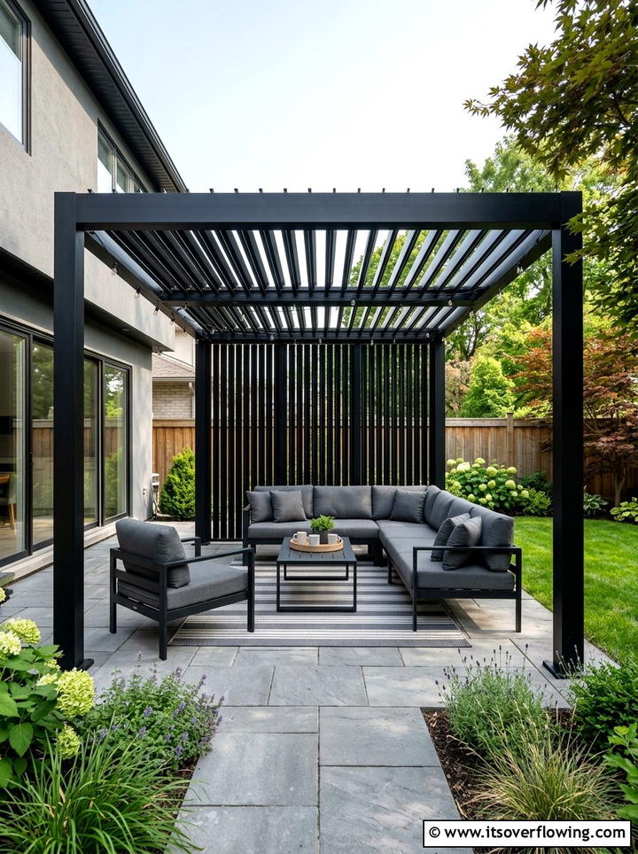 Modern Pergola With Privacy Slats - 25 backyard ideas for corner lots