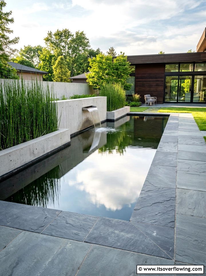 Modern Rectangular Pond - 25 garden ideas with pond