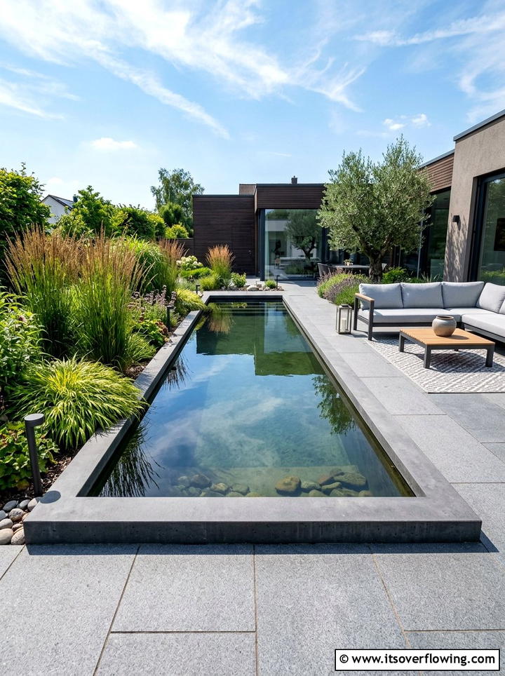 Modern Rectangular Pond - 25 backyard ideas with pond