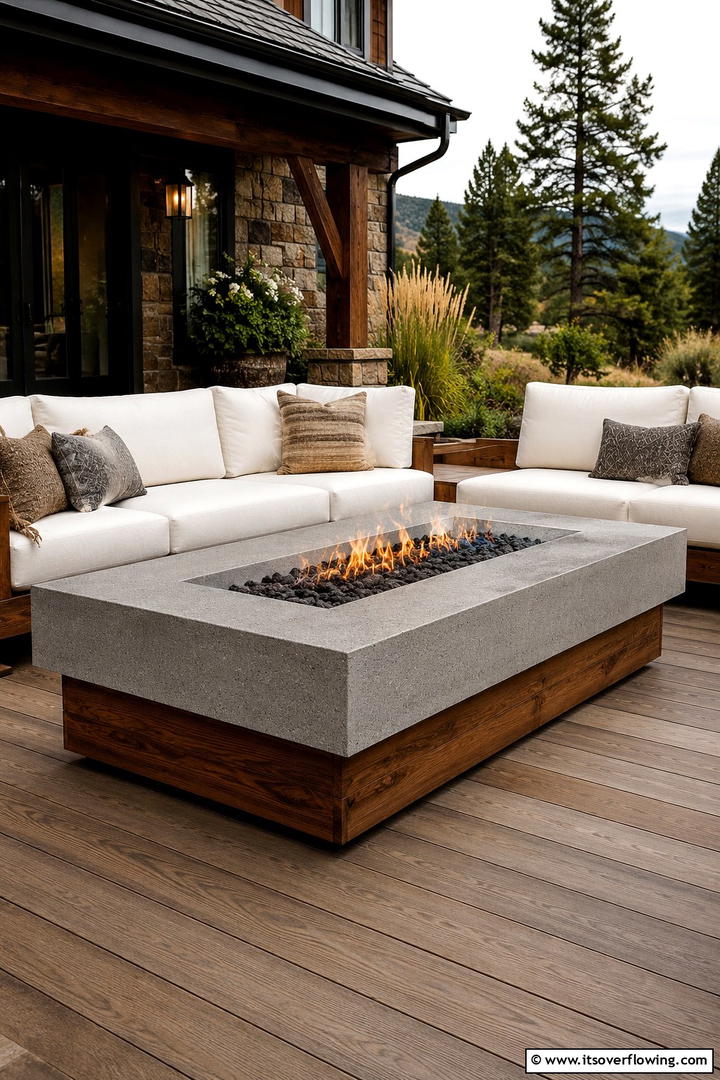 Modern Rustic Fire Pit with Wood Accents - 30 Rustic Fire Pit Ideas for Cozy Outdoor Gatherings