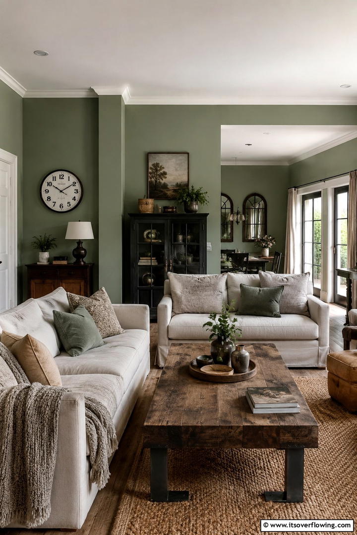 Modern Rustic with Vintage Vibes - 30 Rustic Sage Green Living Room Ideas for Earthy Elegance