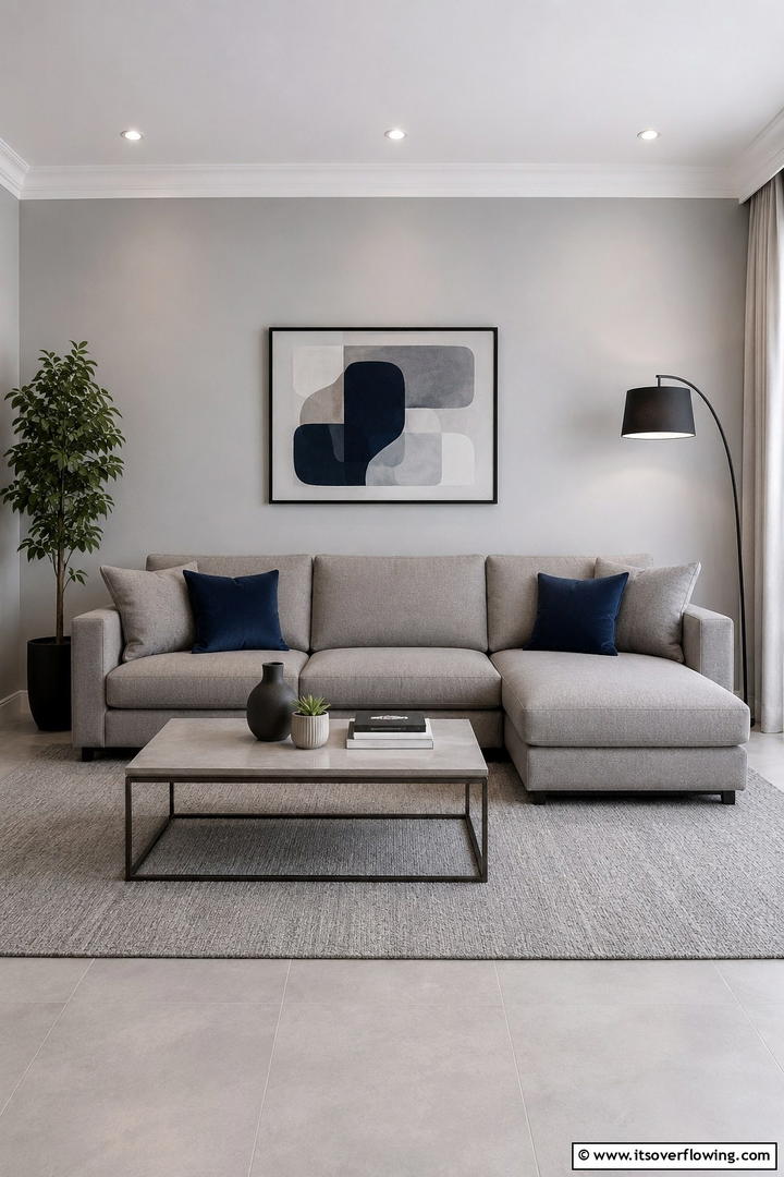 Modern Simplicity in Grey Tones - 30 Navy Blue and Grey Living Room Ideas for Sophisticated Style
