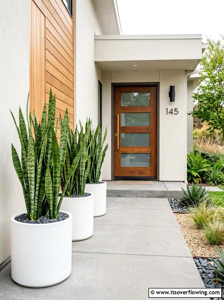 Modern Snake Plants - 25 front porch ideas with plants