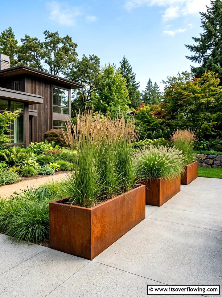 Modern Steel Planter - 25 garden ideas for suburban homes