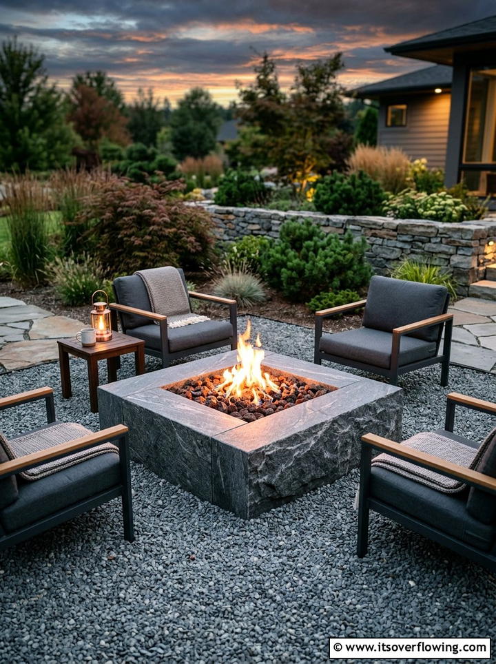 Modern Stone Fireplace - 25 garden decor ideas for zen gardens